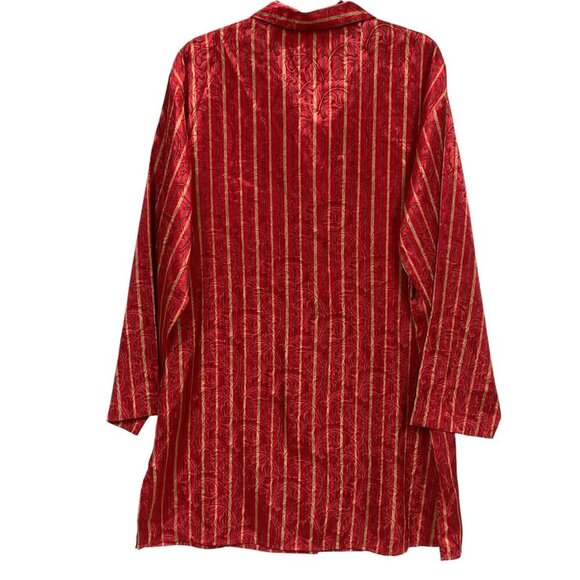 Vintage Victoria's Secret Nightshirt, Size Large, Red Gold‎ Striped Satin Y2K - Picture 7 of 10